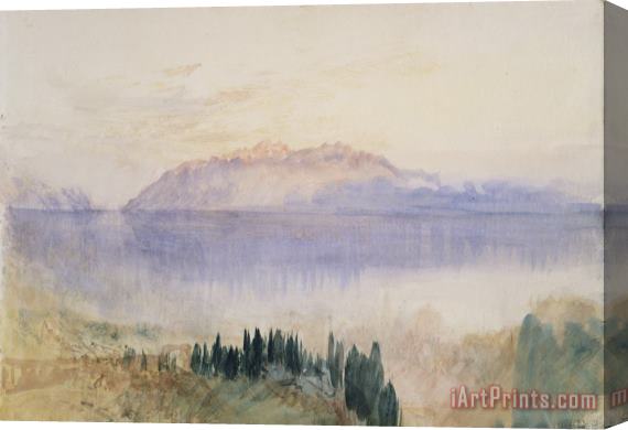 Joseph Mallord William Turner From Lausanne Sketchbook [finberg Cccxxxiv], Lake Geneva, with The Dent D'oche, From Above Lausanne Stretched Canvas Painting / Canvas Art